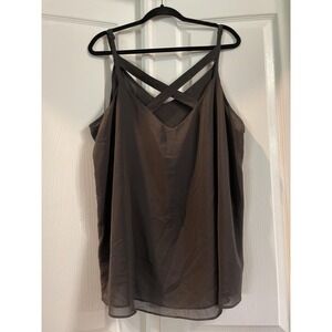 Torrid Shirt Womens 3X Gray Crisscross Cami Tank Adjustable Straps Chiffon‎ Plus